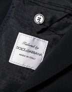 Dark Blue Viscose 2 Buttons Suit Jacket Blazer