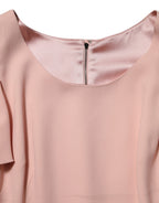 Pink Viscose Short Sleeves Sheath Midi Dress