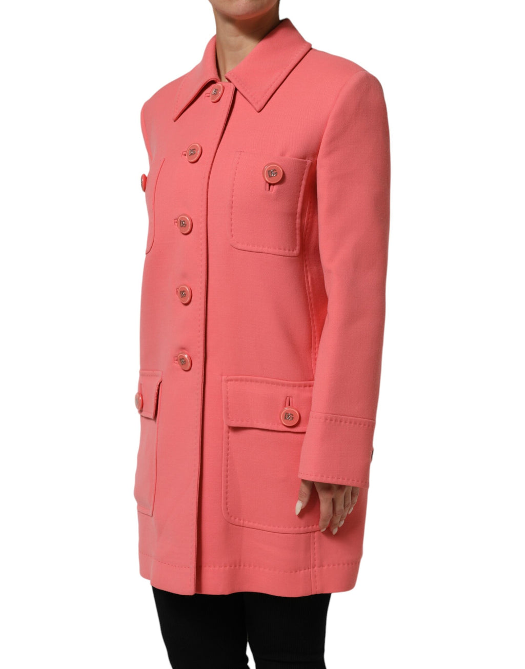 Pink Buttoned Down Trench Coat Jacket