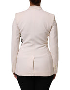 Beige Embroidered Single Breasted Jacket