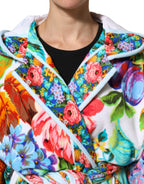 Multicolor Floral Print Belted Bathrobe Coat Jacket