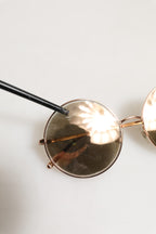 DG2215K Gold Metal Round Shades Eyewear Sunglasses