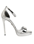 Silver Leather Platform Keira Sandals Shoes