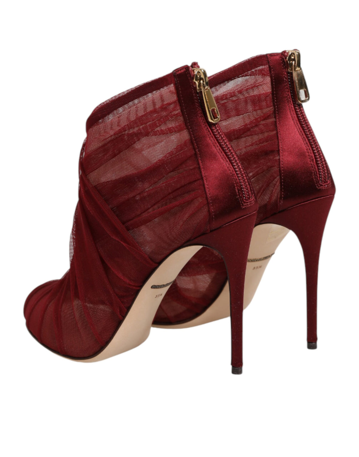 Red Tulle Ankle Boots Stiletto Heels Shoes