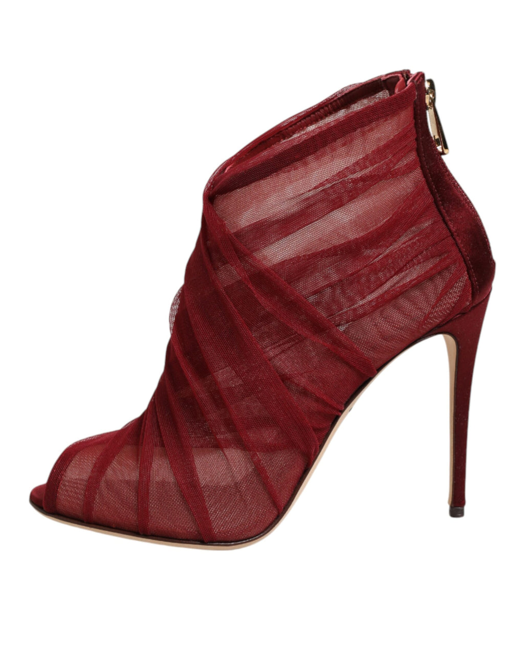 Red Tulle Ankle Boots Stiletto Heels Shoes