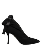 Black Stiletto Heels Lace Up Boots Shoes