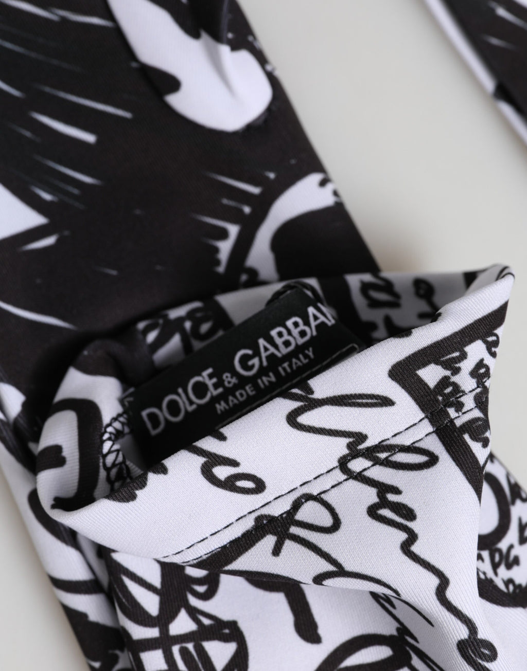 Gloves Black White DG Logo Elbow Length Mitten