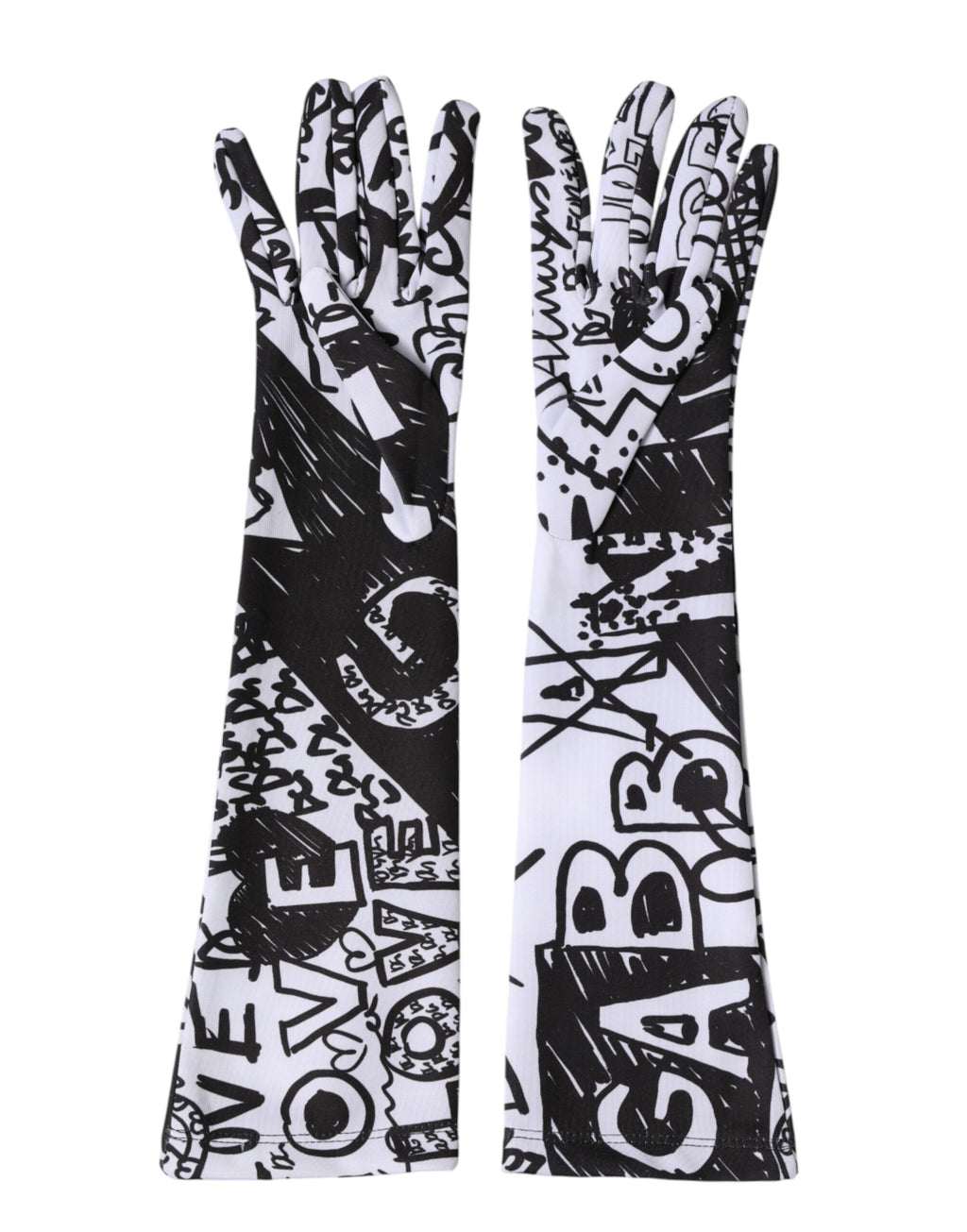 Gloves Black White DG Logo Elbow Length Mitten