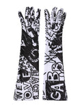 Gloves Black White DG Logo Elbow Length Mitten