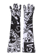 Gloves Black White DG Logo Elbow Length Mitten
