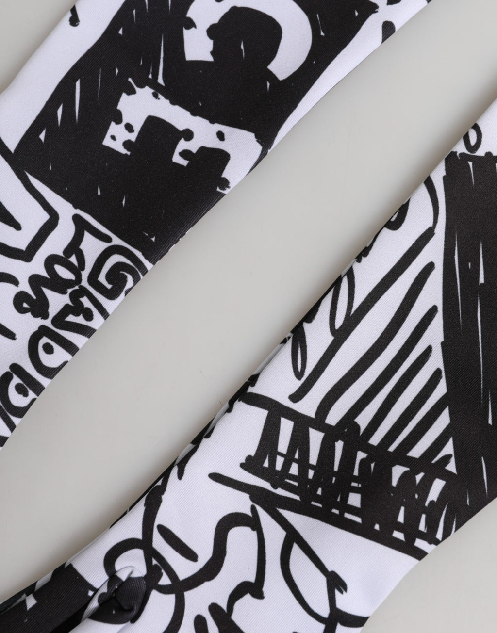 Gloves Black White DG Logo Elbow Length Mitten