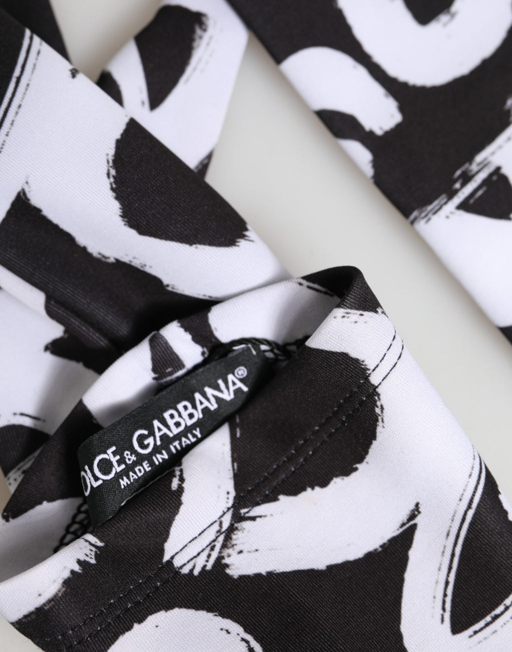 Black White DG Logo Elbow Length Mitten Gloves