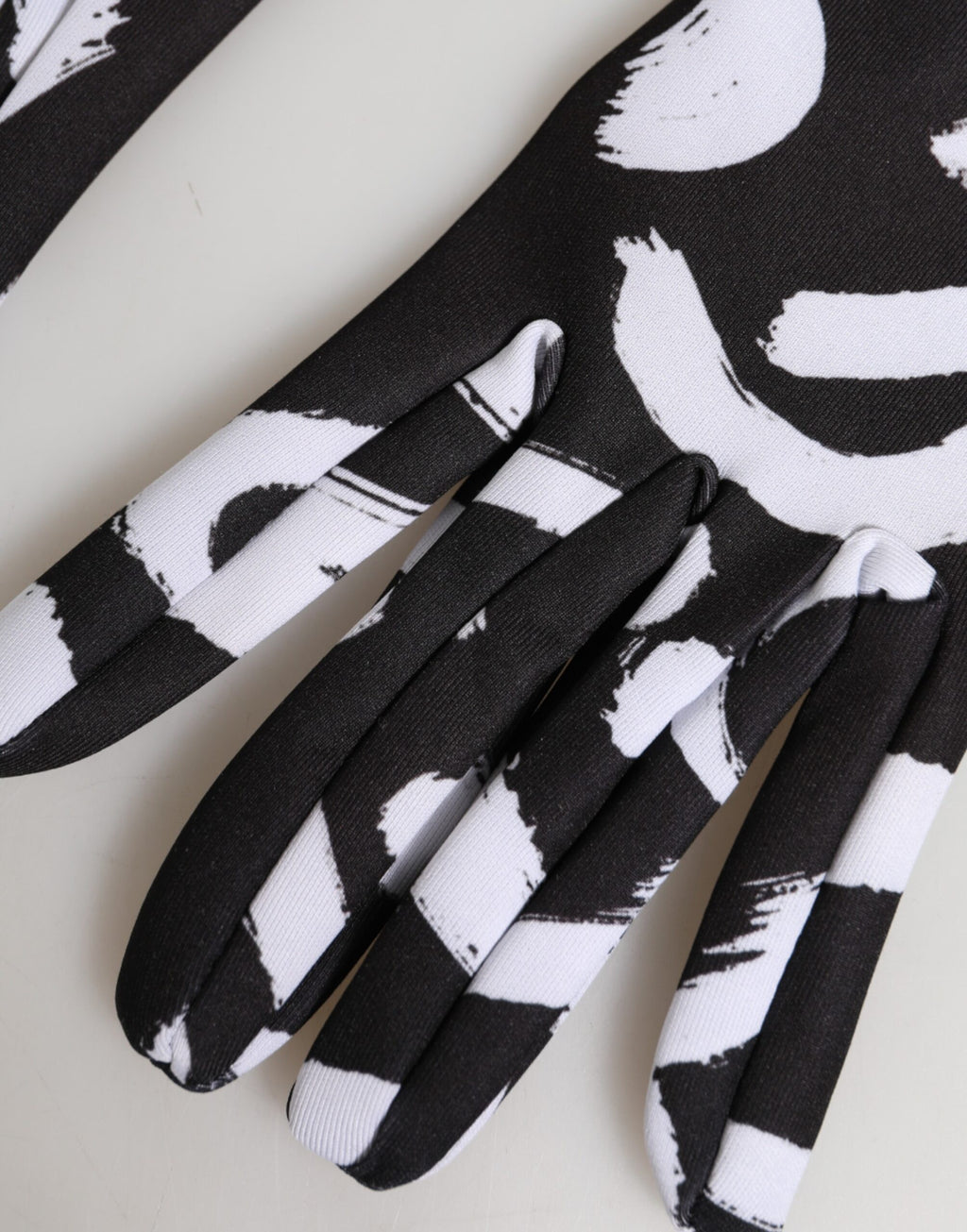 Black White DG Logo Elbow Length Mitten Gloves