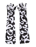 Black White DG Logo Elbow Length Mitten Gloves