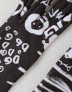 Black White DG Logo Elbow Length Mitten Gloves