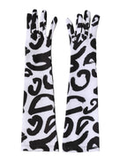 Black White DG Logo Elbow Length Mitten Gloves