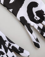 Black White DG Logo Elbow Length Mitten Gloves