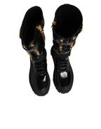 Black Buckle Embellished Knee High Boots Shoes