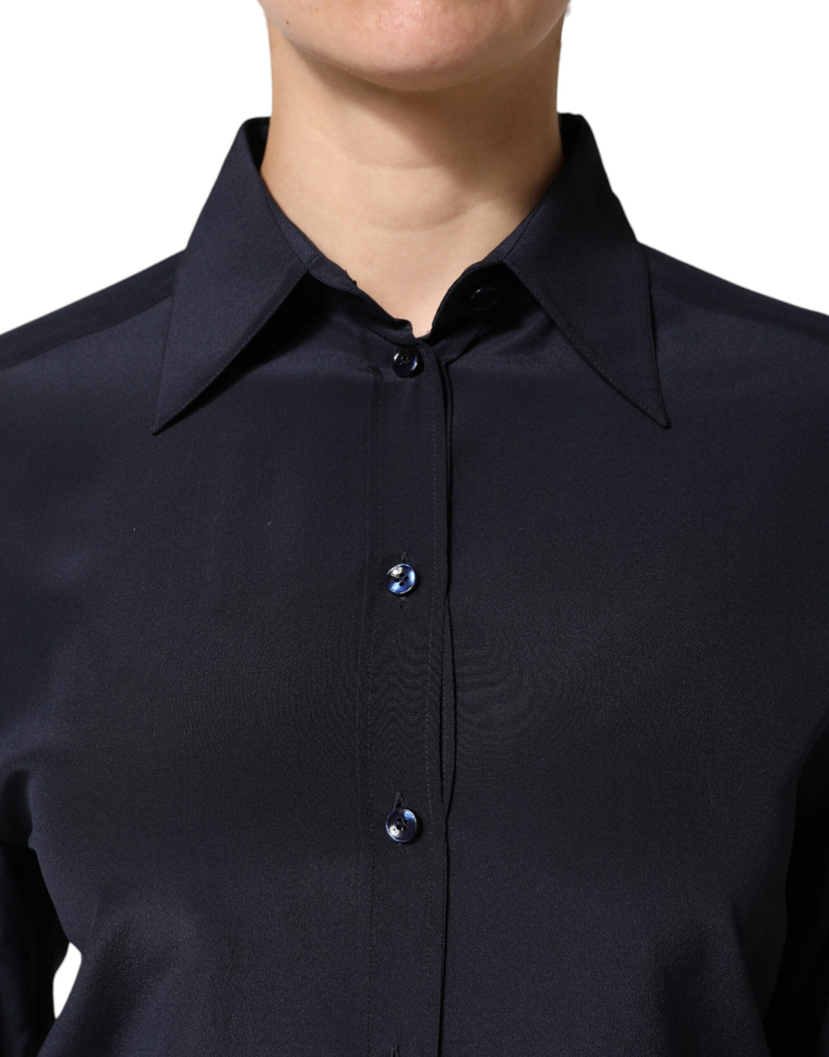 Blue Collared Long Sleeves Dress Shirt Top