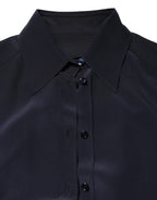 Blue Collared Long Sleeves Dress Shirt Top