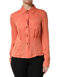 Orange Collared Button Down Long Sleeves  Top