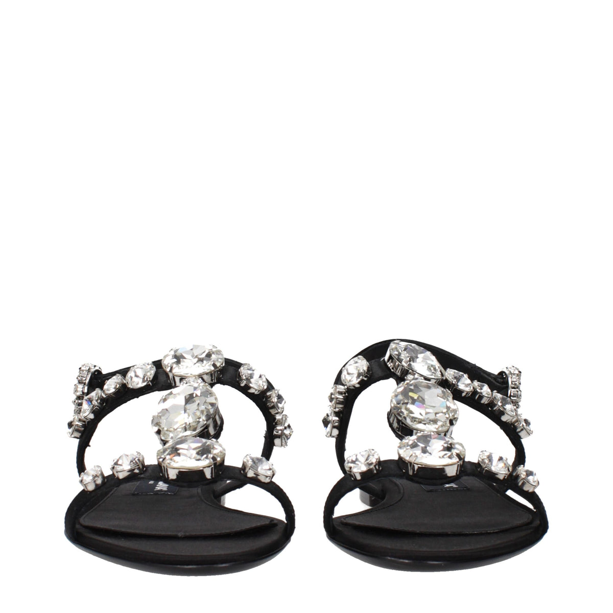 Black Satin Flat Sandals