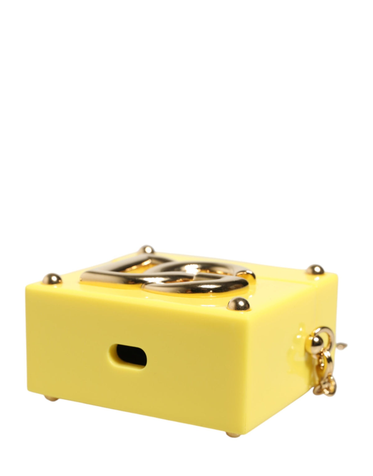 Yellow DG Logo Plaque Cover Gold Chain Airpods Case