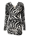 Black White Zebra Silk Sheath Mini Dress