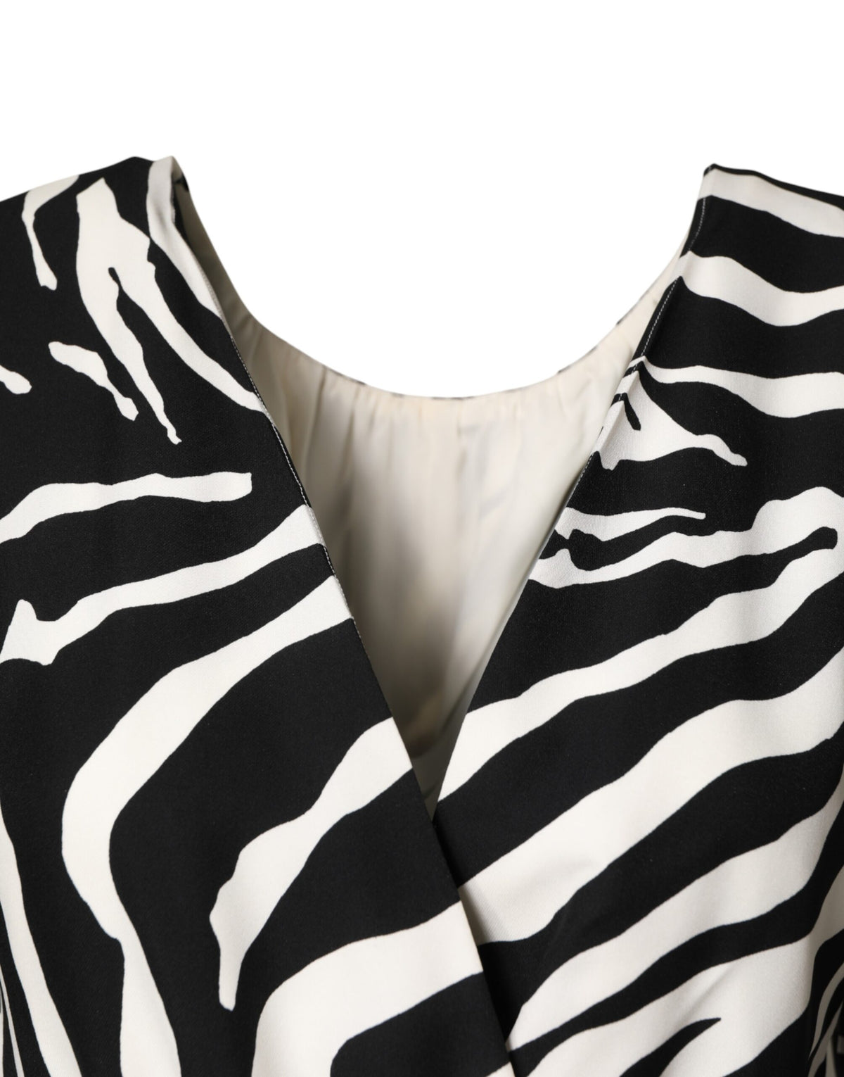 Black White Zebra Silk Sheath Mini Dress