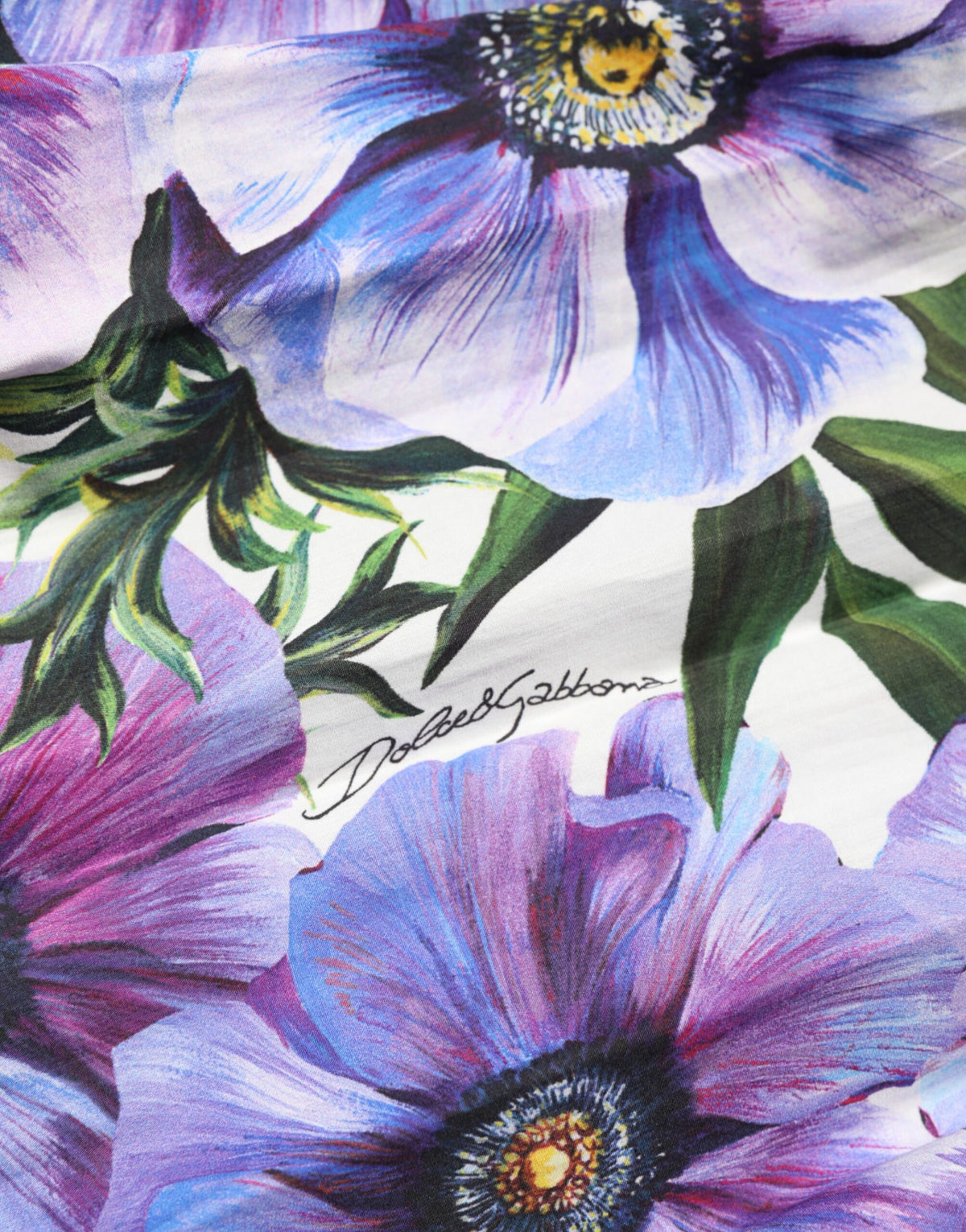 Purple Anemone Print Pleated Midi Dress