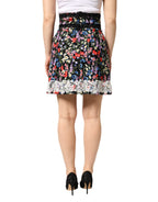 Black Floral Lace Cotton HighWaist Mini Skirt