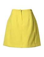 Yellow Wool Buttoned High Waist Mini Skirt