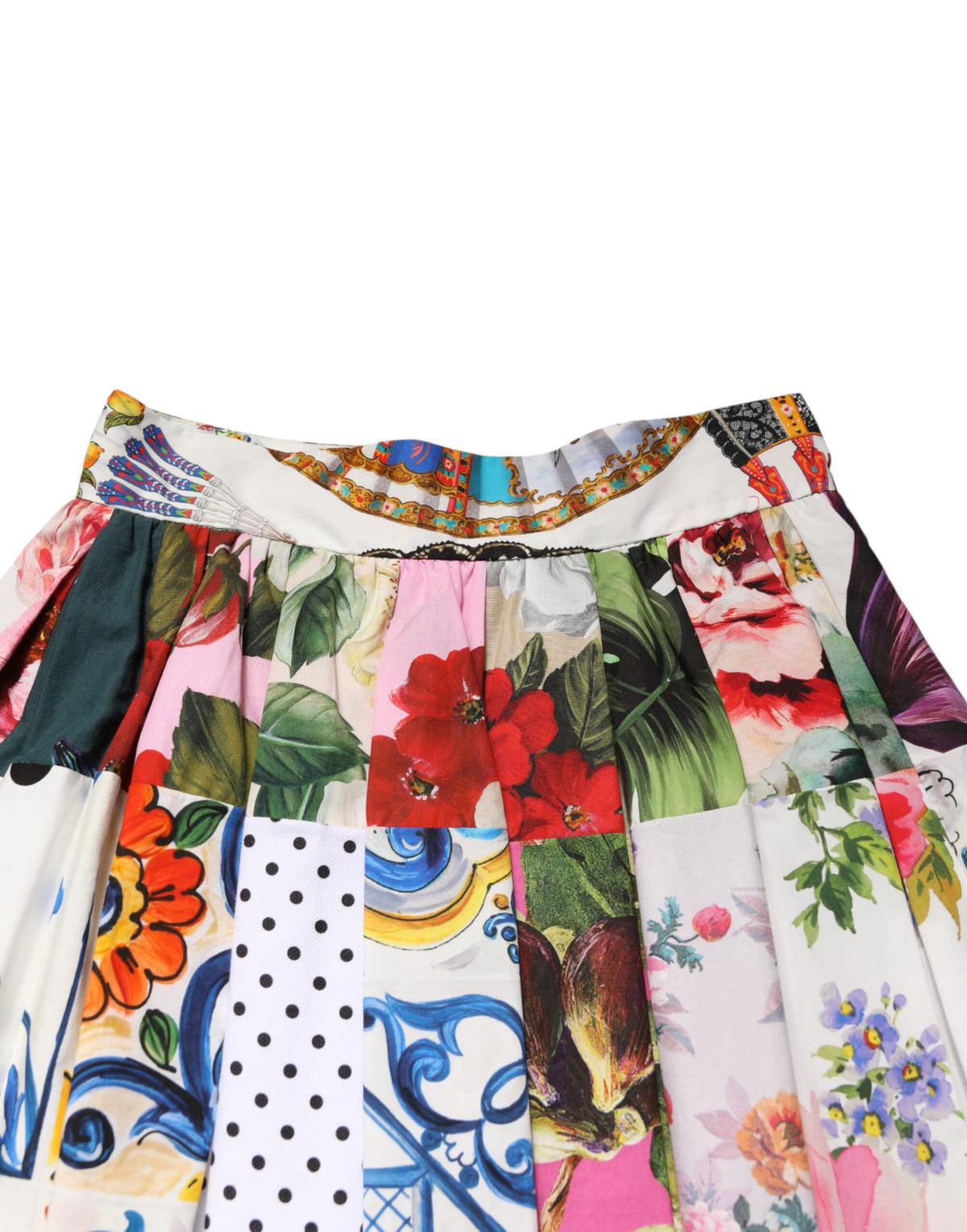 Multicolor Patchwork High Waist Midi Skirt