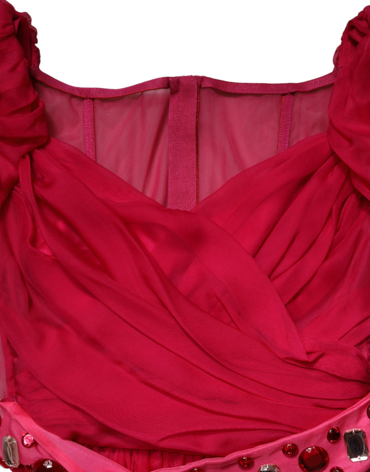 Pink Silk Embellished A-line Midi Dress