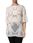 White Embroidery Lace Cotton Blouse Top