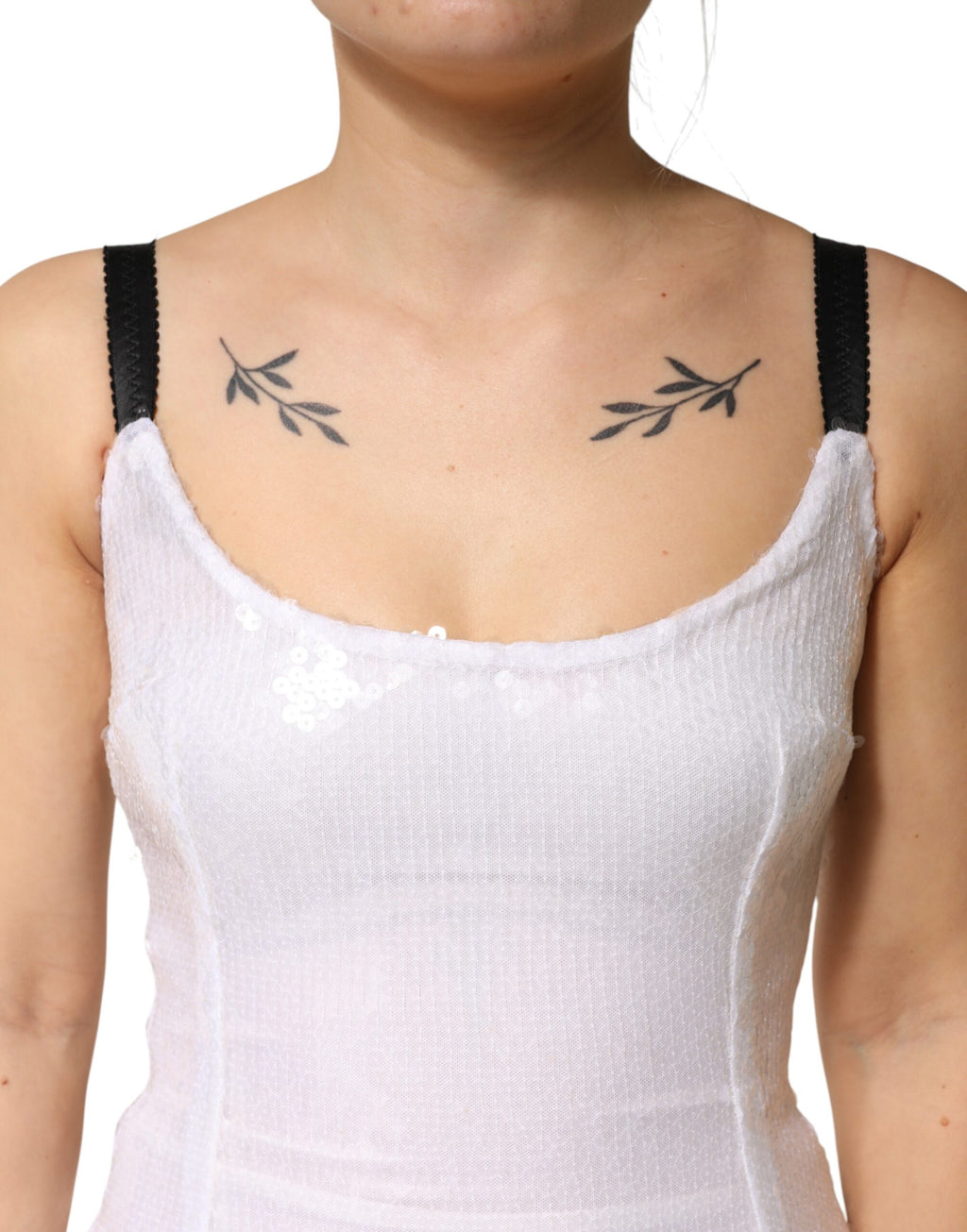 White Polyester Sleeveless Sheath Dress