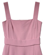 Pink Viscose Sleeveless Sheath Midi Dress