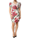 White Floral Embellished Sheath Mini Dress