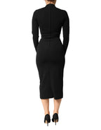 Black Viscose Bodycon Sheath Midi Dress