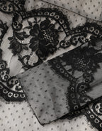 Black White Lace Silk Blend MaxiSheath Dress