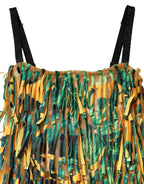 Multicolor Tropical Print Fringe Maxi Dress