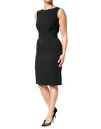 Black Sleeveless Sheath Knee Length Dress