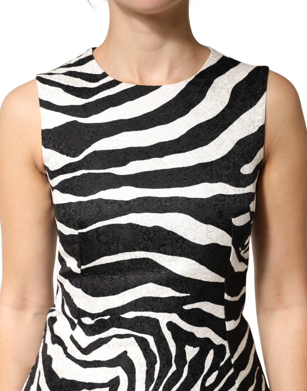 Black White Zebra Sleeveless A-line Dress