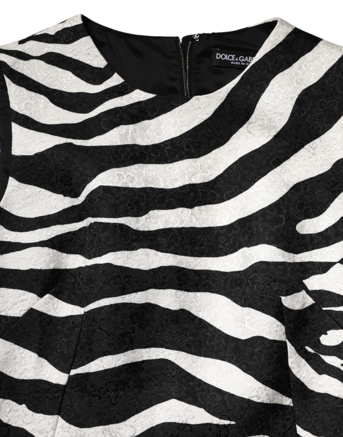 Black White Zebra Sleeveless A-line Dress