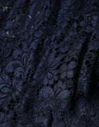 Blue Lace Ruffle A-line Knee Length Dress