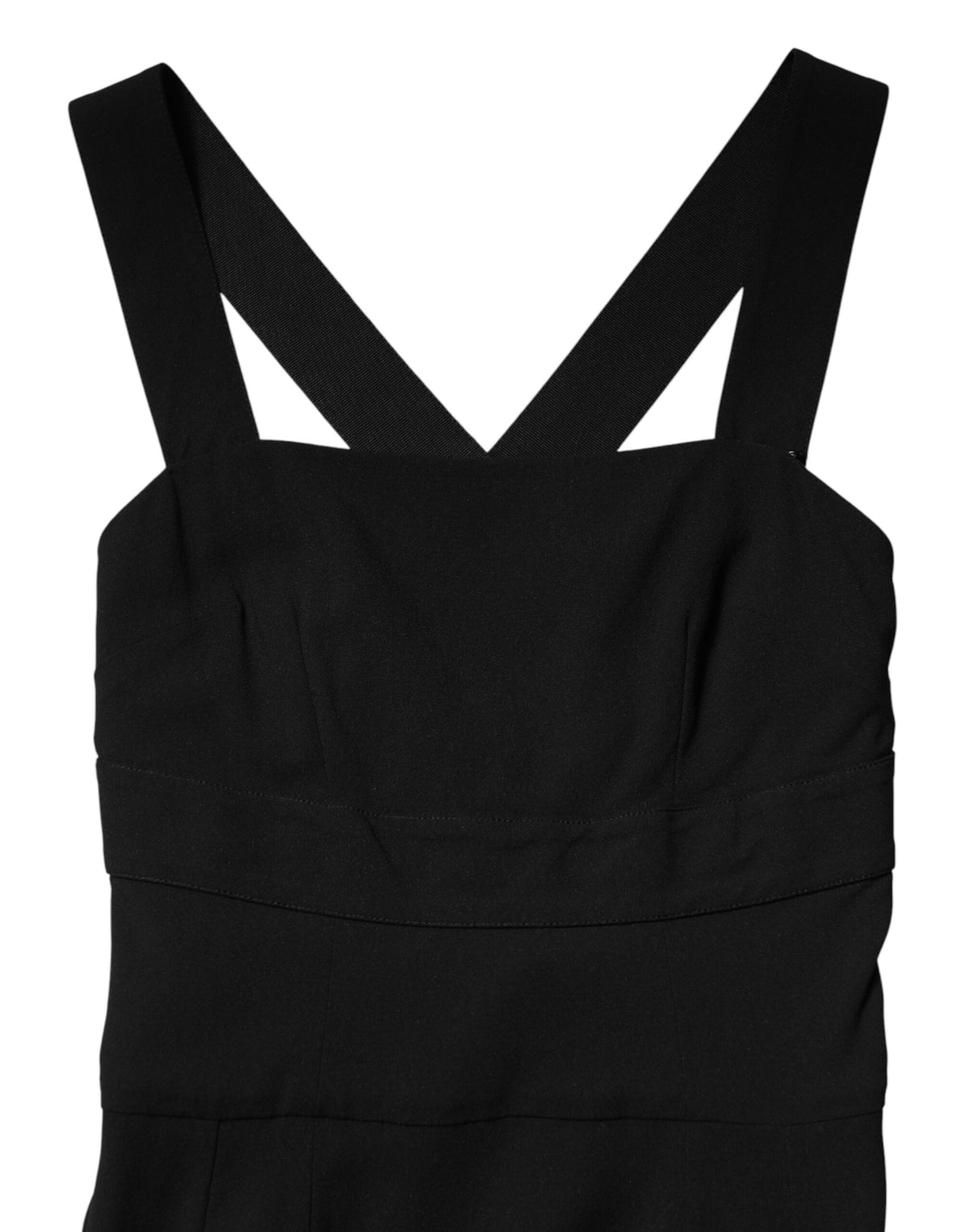 Black Square Neck Sleeveless Midi Dress