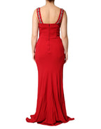 Red Embellished Bodycon Long Gown Dress