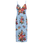 Blue Viscose Midi Dress