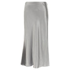Gray Polyester Midi Skirt