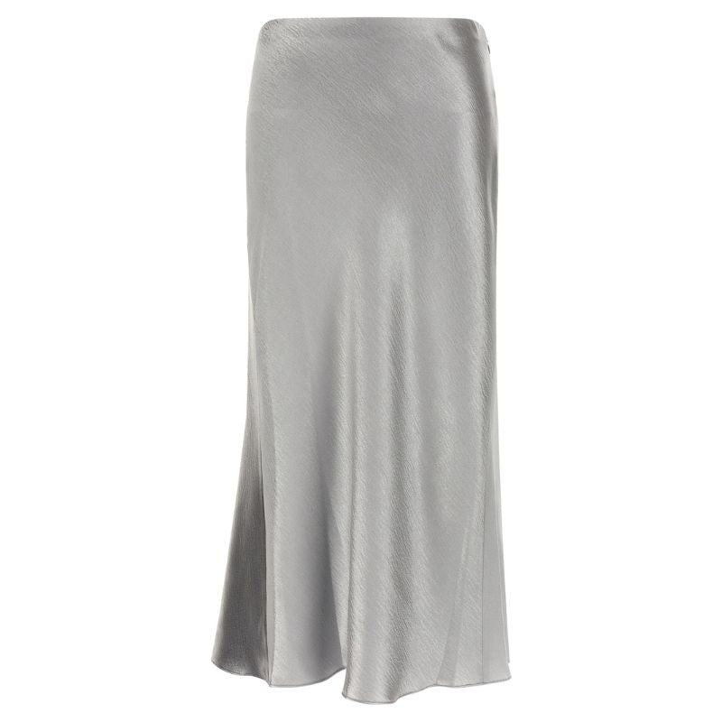 Gray Polyester Midi Skirt